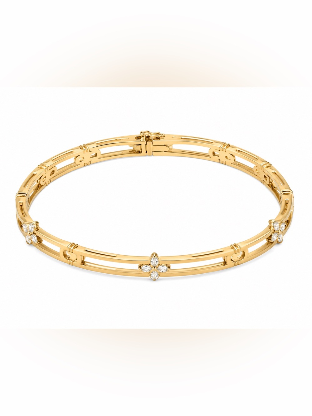 House of Harlow 1960 Gold Floral Crystal Hinged Bangle